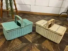 ビニールかご セット 昭和レトロ 当時物 インテリア ビンテージ