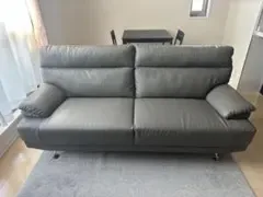 3人掛け レザーソファ グレー モダン