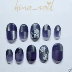 【現品値引】ネイルチップ マグネットネイル 刺繍フラワー 大人ニュアンス 和装