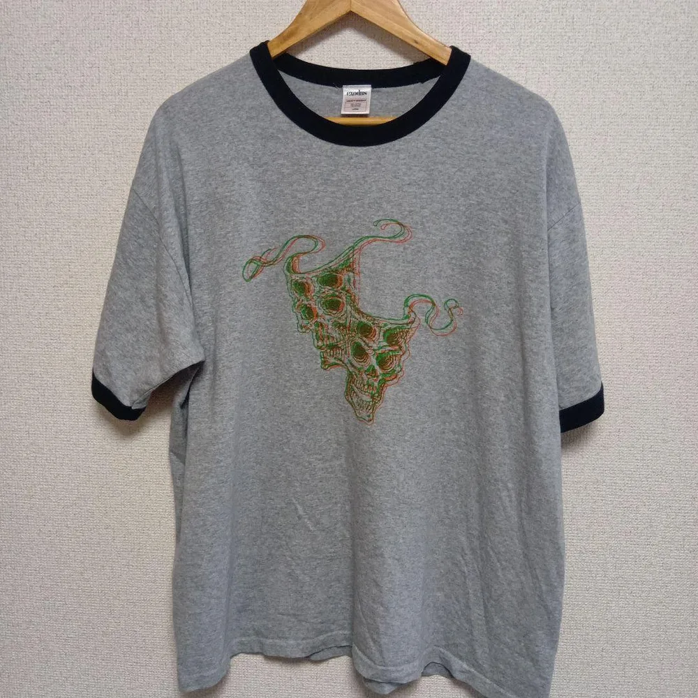 exodus リンガーTシャツ グレー ブラック Lサイズ