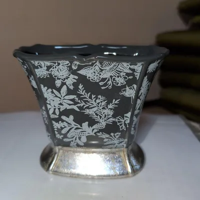 花瓶 フラワーベース グレー 花柄