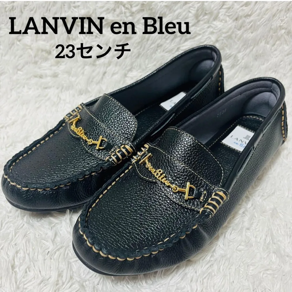 未使用✨ランバンオンブルー ローファー レザー ステッチ モカシン ブラック
