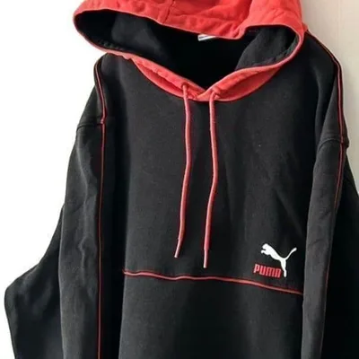 プーマ PUMA 配色 スウェット パーカー L ブラック 黒 古着