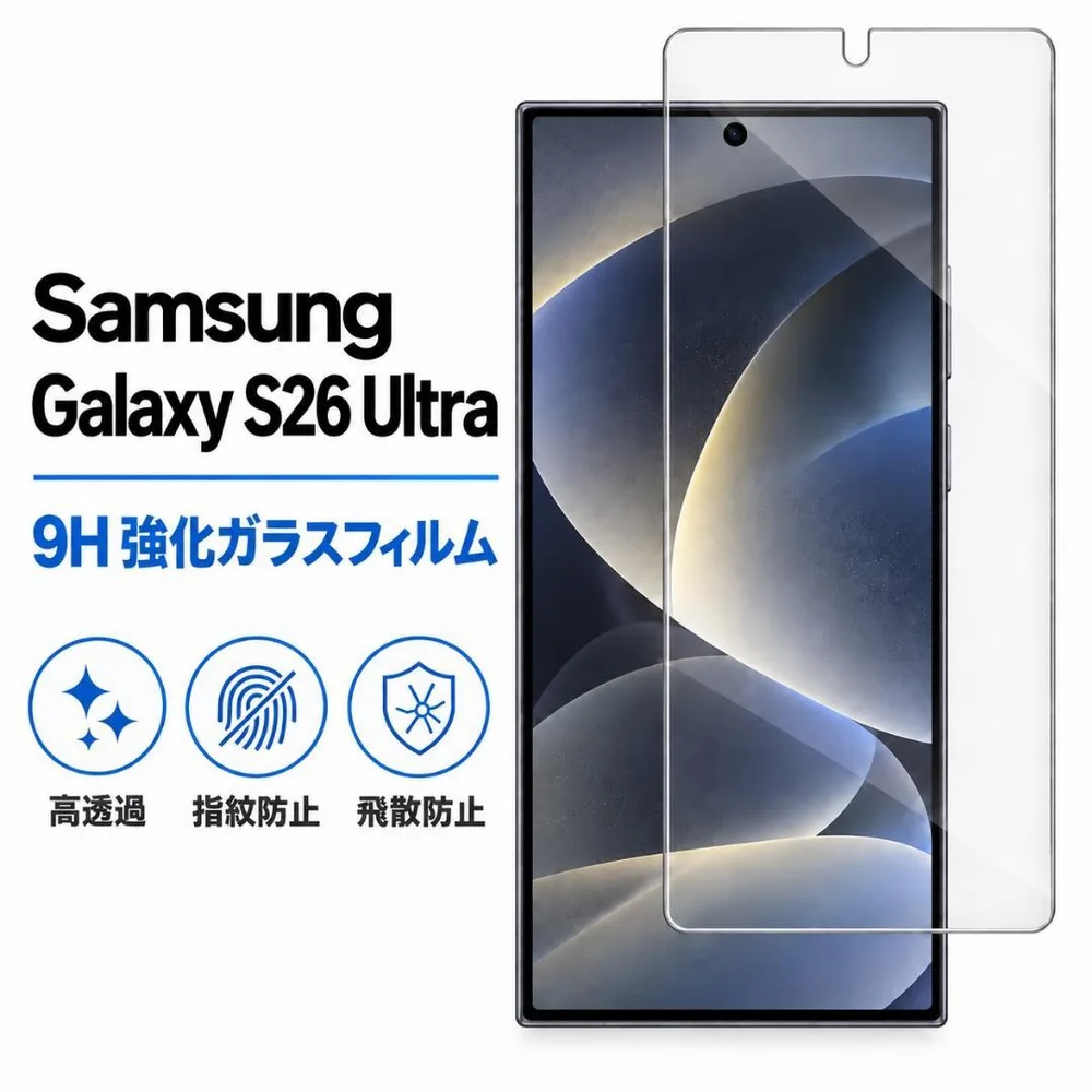 Samsung Galaxy S26 Ultra 9H強化ガラス 保護フィルム