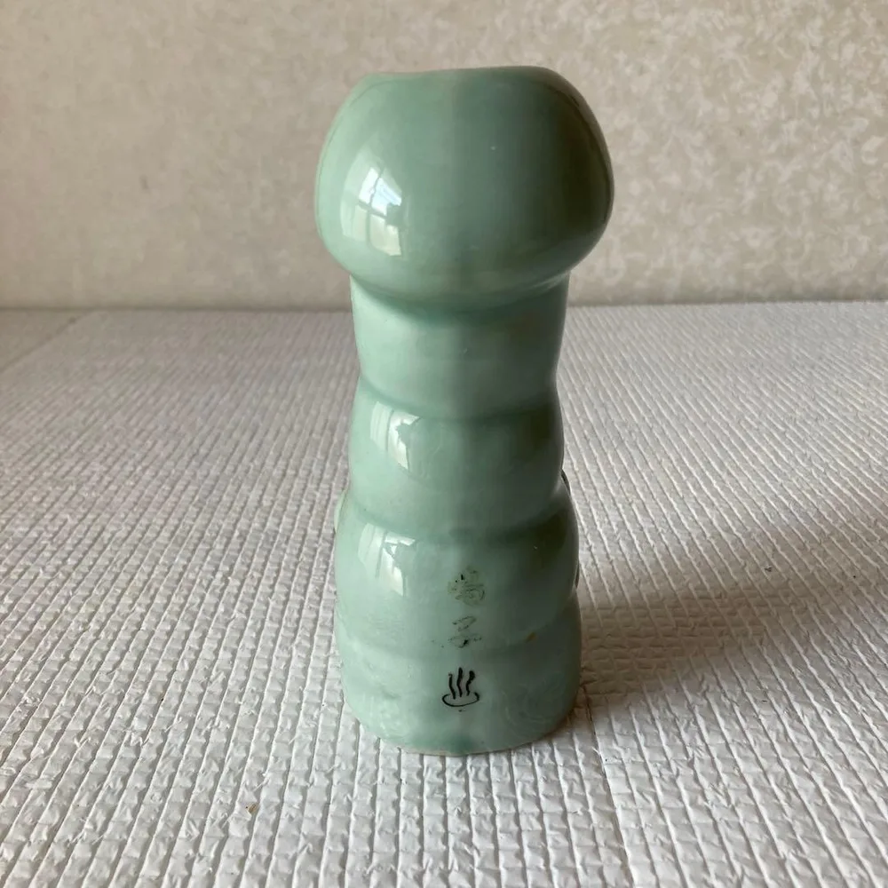 TS26 鳴子温泉 銘入り 男根型 青磁風 花瓶 花器一輪挿し 縁起物 春画