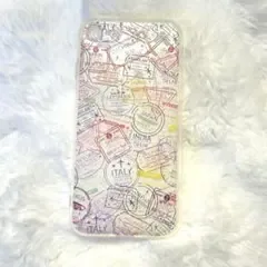 iPhone用ケース トラベルスタンプ柄 iPhone7/8/SE2