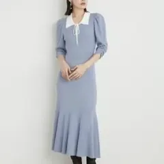 未使用級 LILY BROWNリリーブラウン カラーリブニットワンピース