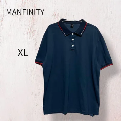 MANFINITY ポロシャツ XL ネイビー 半袖 メンズ