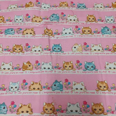 可愛い猫柄 生地 はぎれ ピンク ハンドメイド