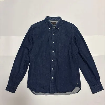 BEAMS 長袖デニムシャツ ボタンダウン インディゴ