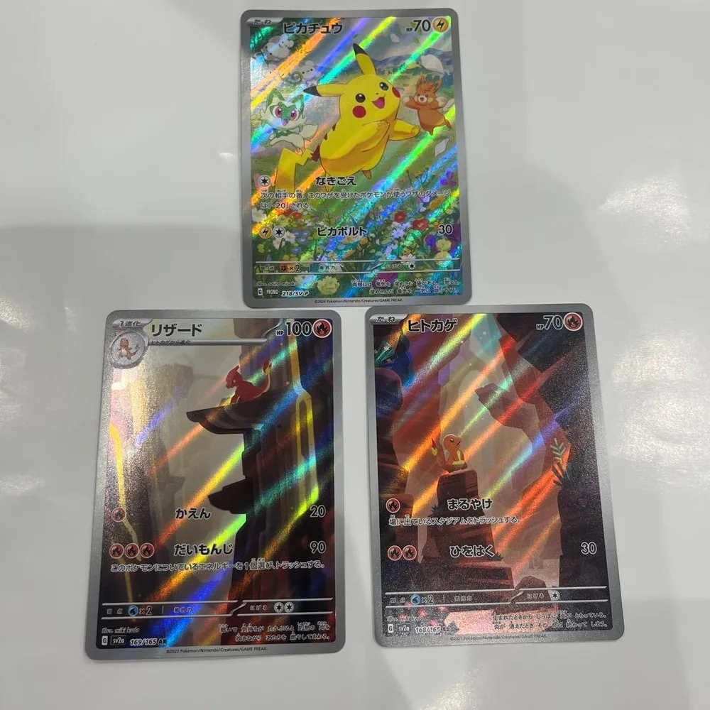 การ์ดโปเกมอน AR ชุด 3 ชิ้น Pikachu Lizard Charmander