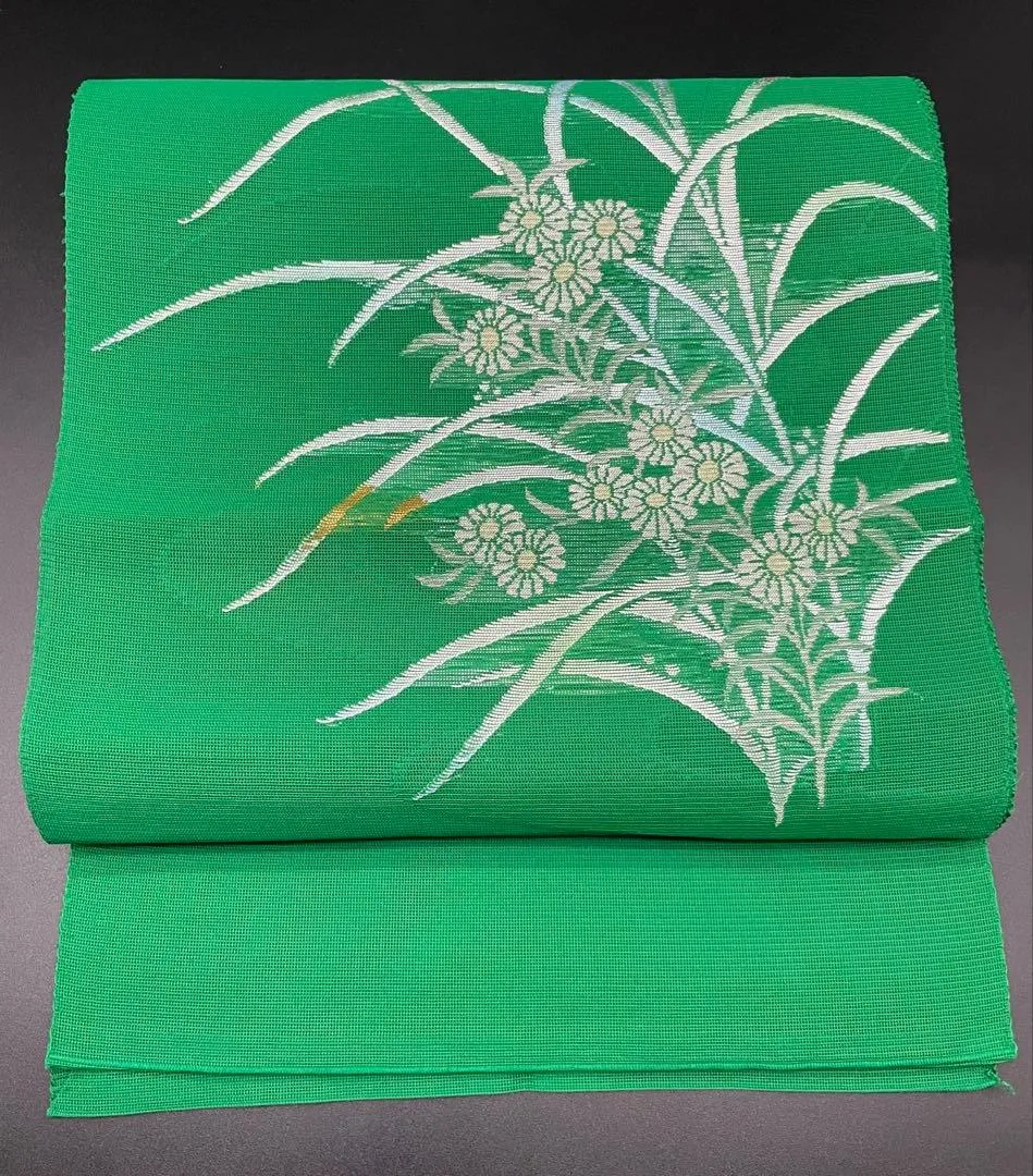 名古屋帯 洒落帯 高級 ♢ ポリエステル 草花 花柄 植物 R400