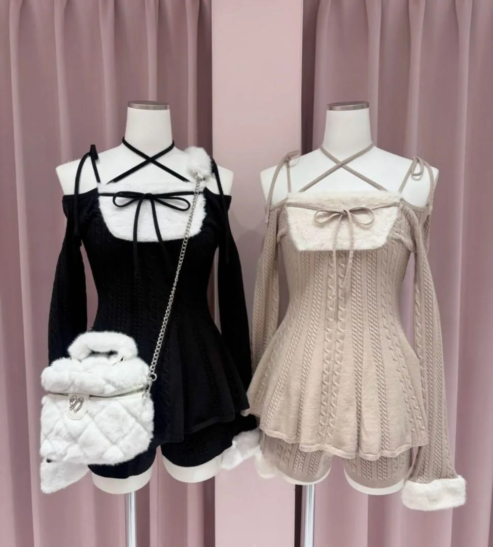 BUBBLES Offshoulder knit setup