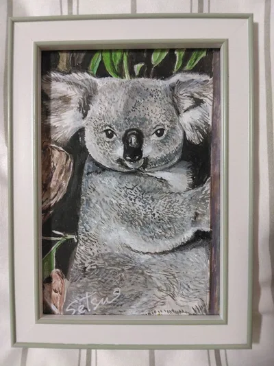 880円→770円 コアラ 手描き水彩画 原画(フレーム付き)