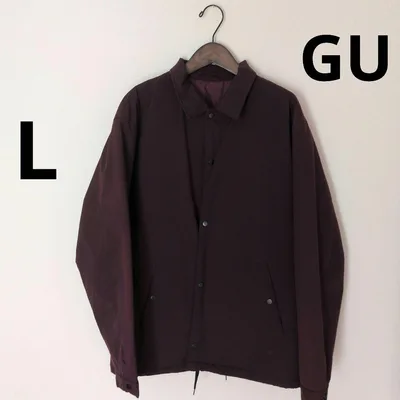 GU メンズ ブルゾン ジャンパー アウター 中綿入り L ワインレッド