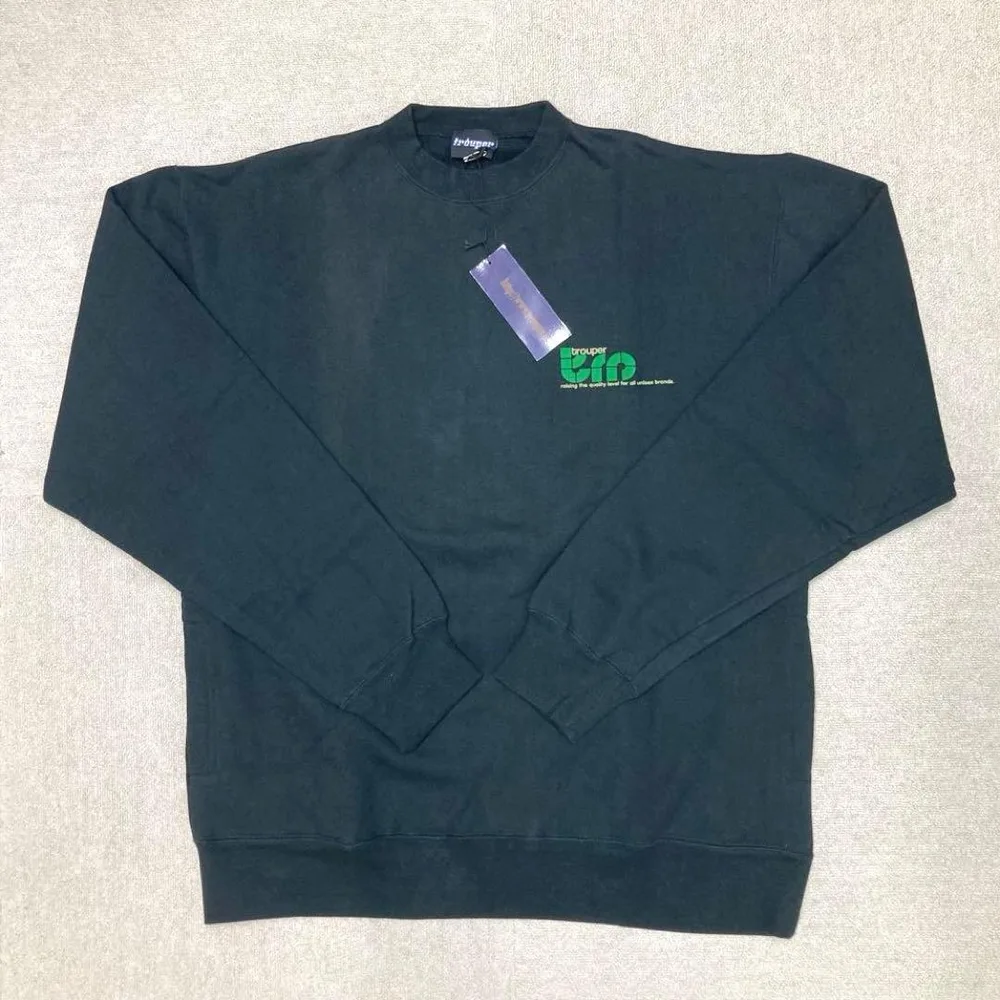 新品 訳あり trouper クルーネックトレーナー 裏起毛 ブラック 3L相当
