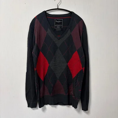 Pepe Jeans Vネックニット アーガイル柄 スリムフィット