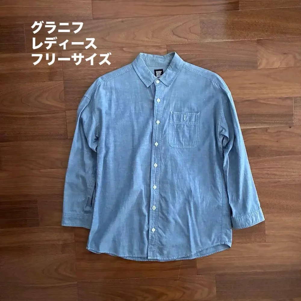 グラニフ Design Tshirts Store 長袖シャツ ダンガリーシャツ