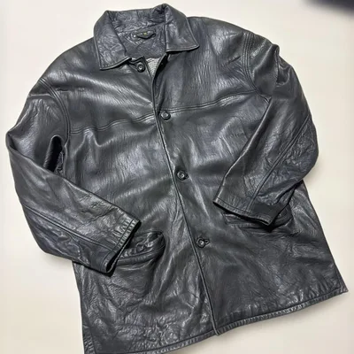 TRAPPER レザージャケット ブラック 48 カーコート