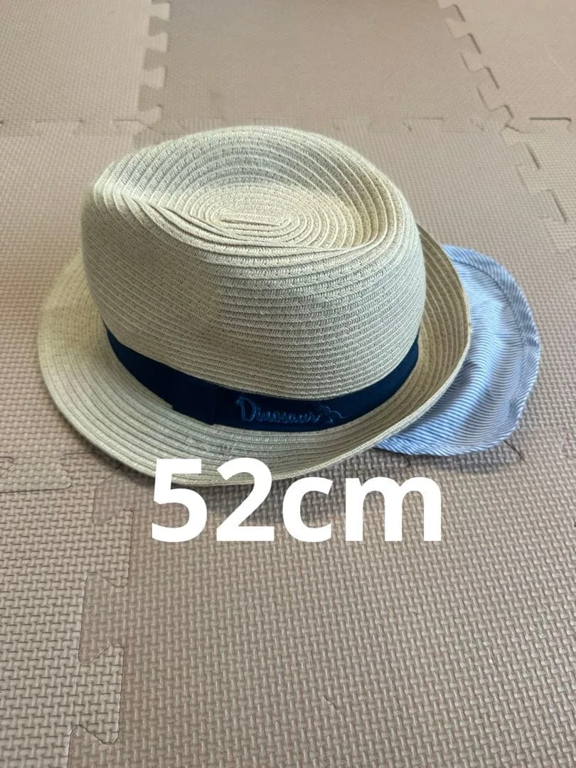 キッズ 麦わら帽子 中折れハット 52cm 恐竜