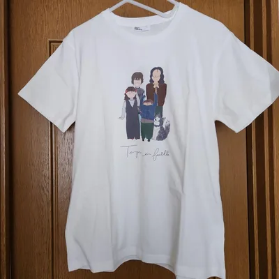 【新品】シミズコヅエ コラボ イラストプリント 半袖Tシャツ 家族と犬