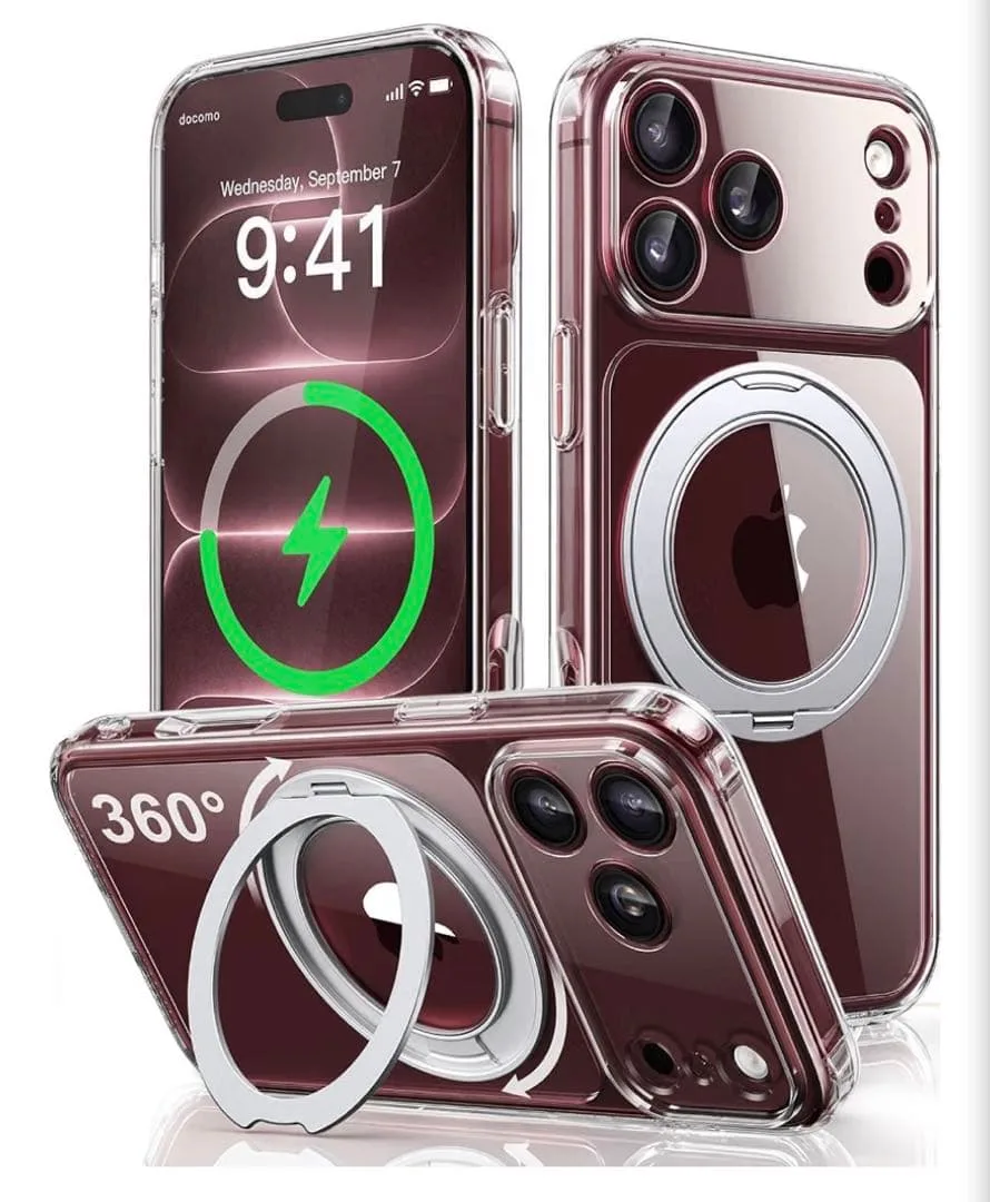 360°回転スタンド iPhone 18 pro 用 ケース 透明感 軽量