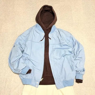 90s カップショルダージャケット ダービージャケット ブルゾン 古着 水色