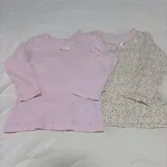 キッズ 長袖肌着 2枚セット 花柄 ピンク 110