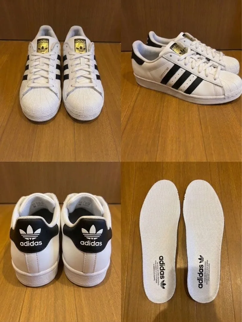 adidas アディダススーパースター スニーカー 26.5cm 白×黒 金ベロ