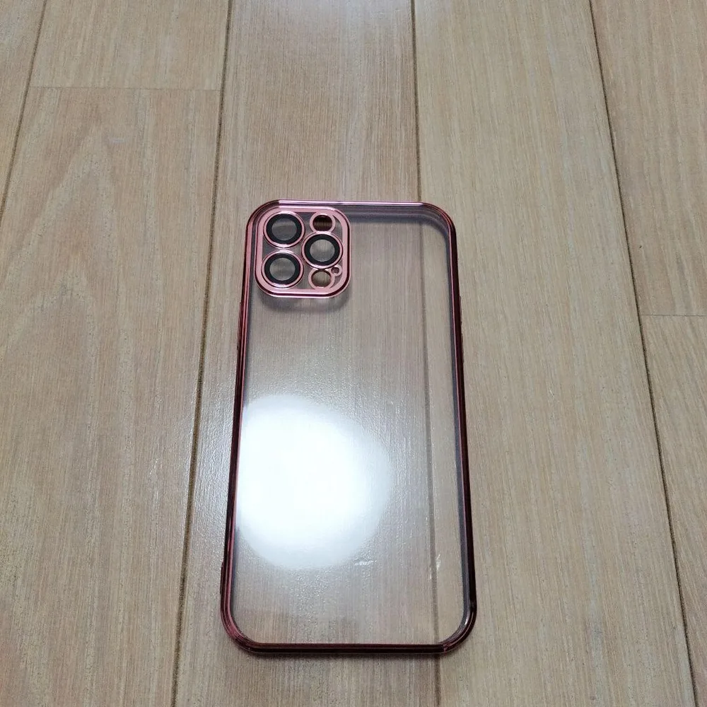 iPhone12pro用 スマホケース メタリックピンク