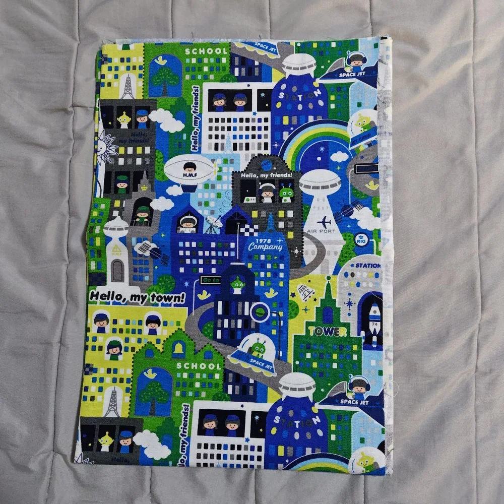 生地 宇宙柄 ブルー 約100×158cm 一部使用あり KOKKA