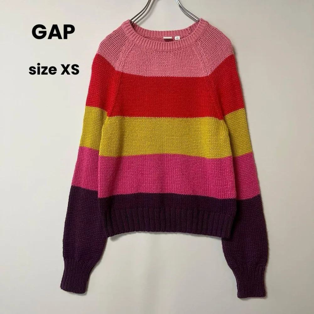 GAP カラフル ボーダー ニット クルーネック セーター XS