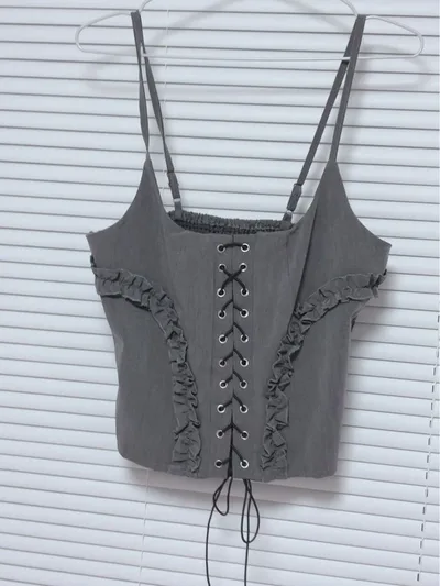 SHEIN グレー 編み上げ ビスチェ Lサイズ 未使用