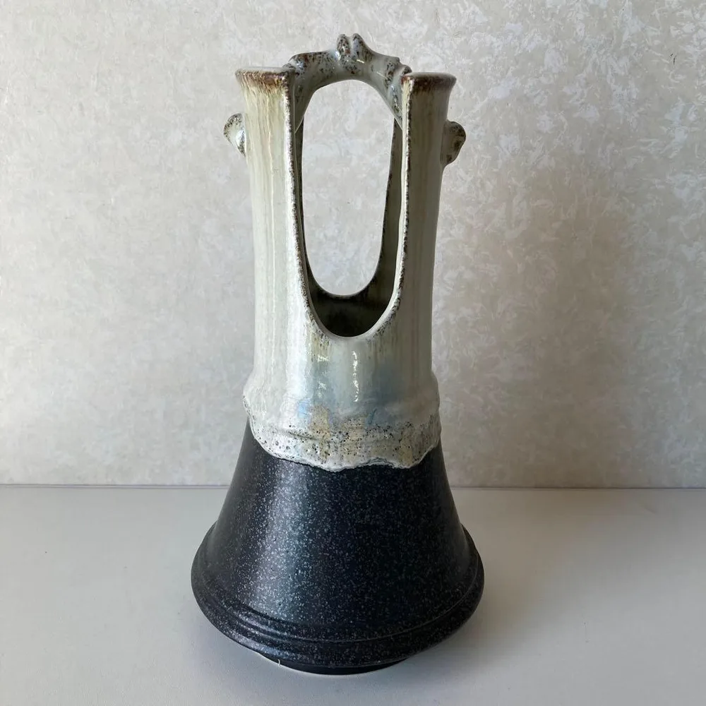 TS45 小野田窯 手桶型 花瓶 陶器 一輪挿し 花器 生け花 華道 茶道具