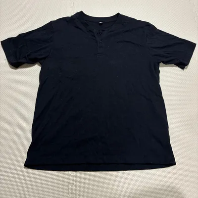 GU ヘンリーネック Tシャツ ブラック M