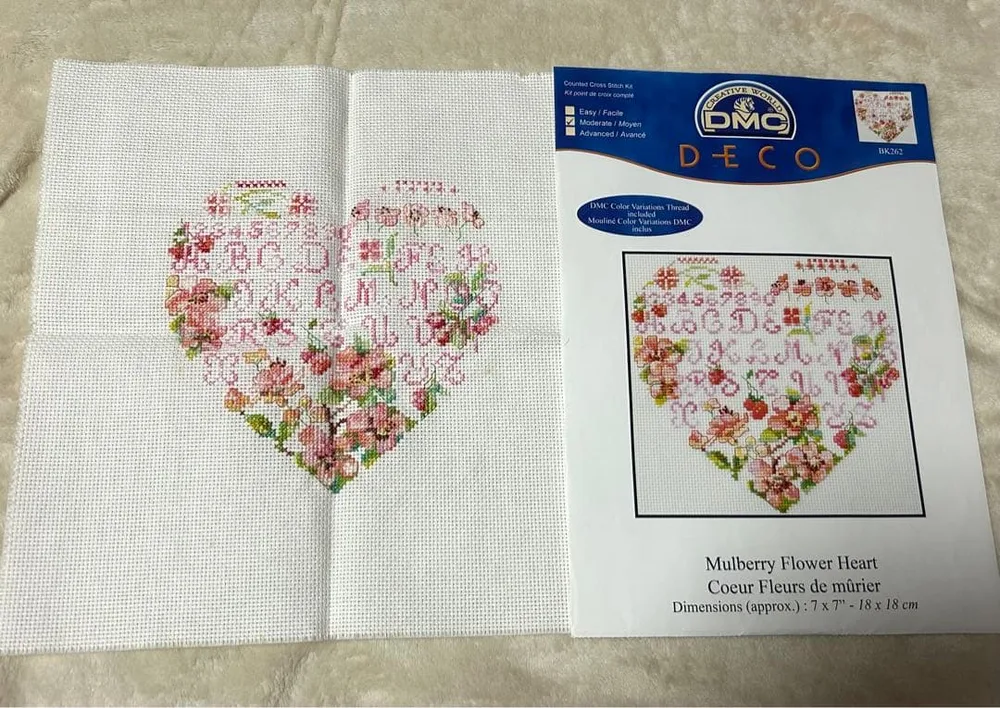 クロスステッチ完成品 ハンドメイド アルファベット ナンバー マルベリー 花柄