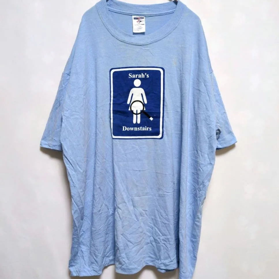 ◇16✪ JERZEES XL 半袖 Tシャツ 水色 両面プリント メンズ 古着