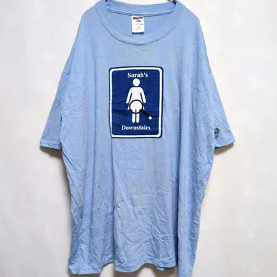 ◇16✪ JERZEES XL 半袖 Tシャツ 水色 両面プリント メンズ 古着