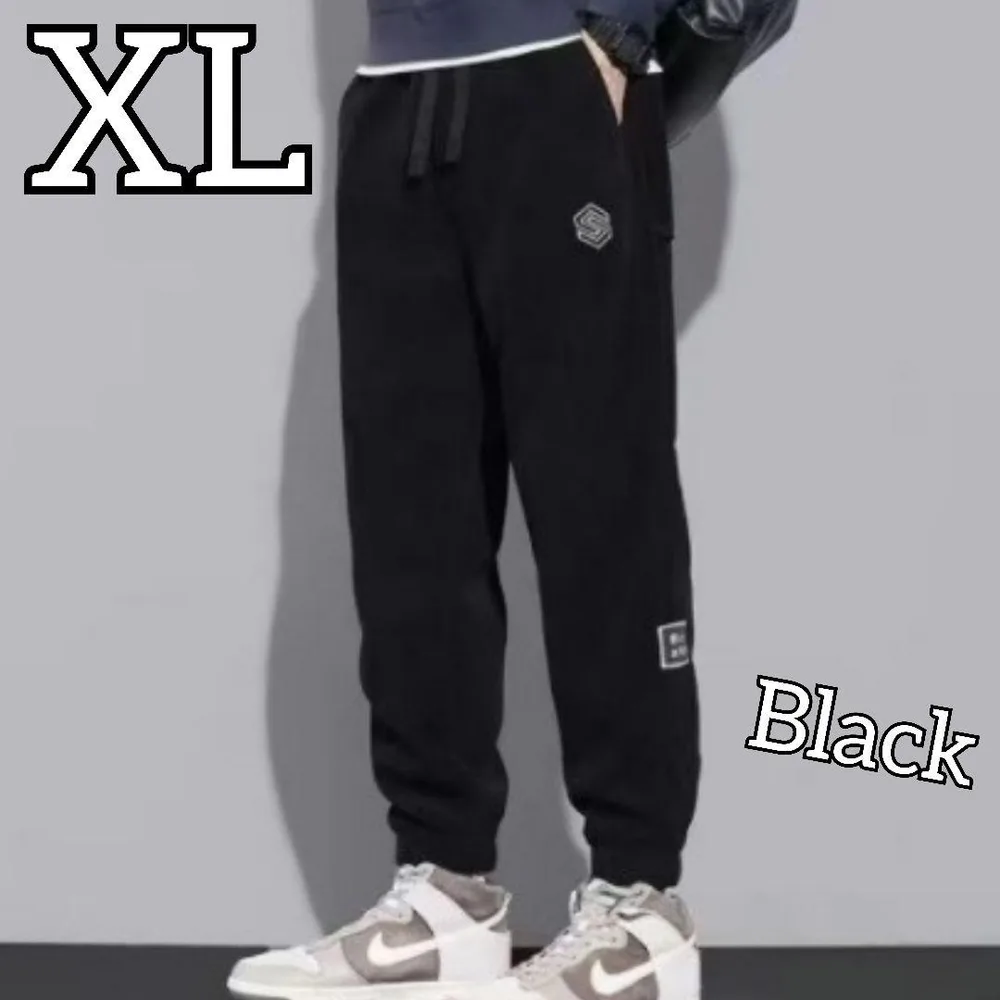 ✷メンズ コーデュロイ ジョガーパンツ スウェットパンツ リブパンツ 黒 XL