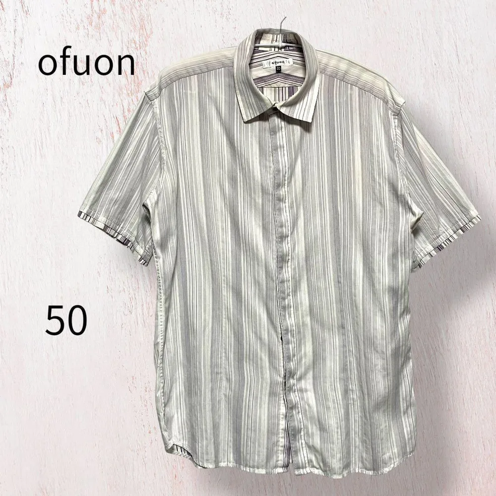 ofuon オフオン 半袖シャツ ストライプ サイズ50 LL XL メンズ