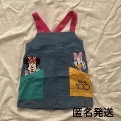 80 ディズニー 100周年 デニム ワンピース サロペット ジャンパースカート