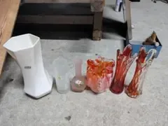 昭和 レトロ 花瓶 一輪挿し フラワーベース 田島クリスタル セット