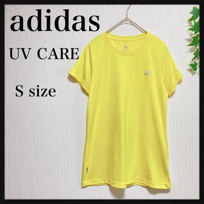 adidas★パフォーマンスロゴ スポーツ S イエロー 半袖 シャツ