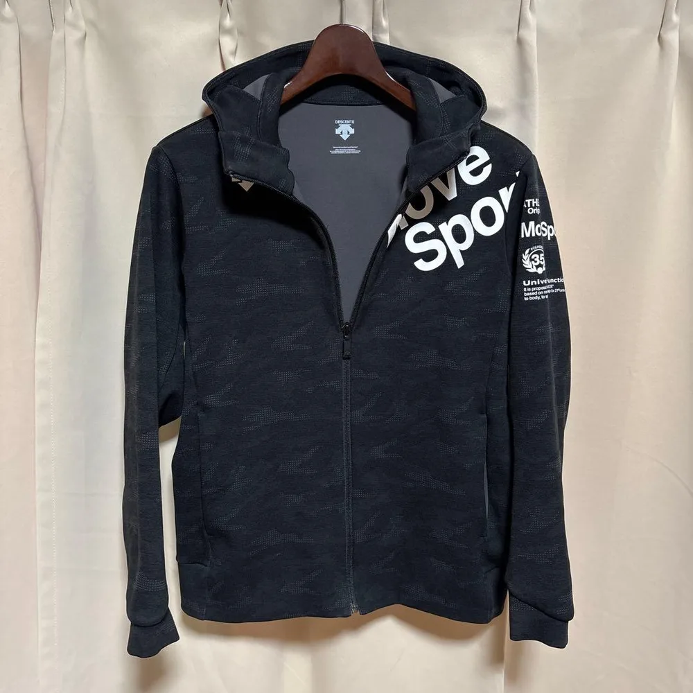 y092602 DESCENTE パーカー ジャージ S ブラック ロゴ ジム