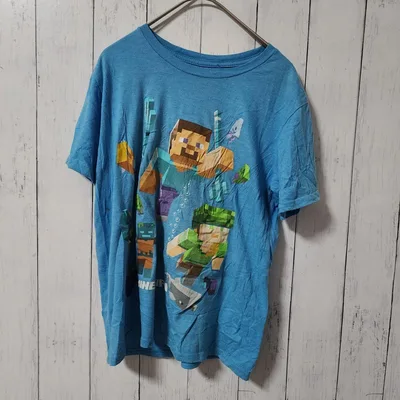 マインクラフト Tシャツ クルーネック 半袖 プリント M 水 綿 デイリー