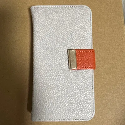 iPhone16Pro用 手帳型ケース バイカラー グレージュ×オレンジ