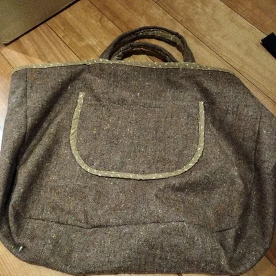 ハンドメイド 手提げバッグ ブラウン系