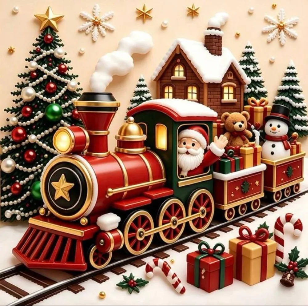 クリスマス 汽車 ダイヤモンドアート キット 30×30 N-147