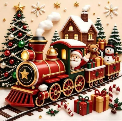 クリスマス 汽車 ダイヤモンドアート キット 30×30 N-147