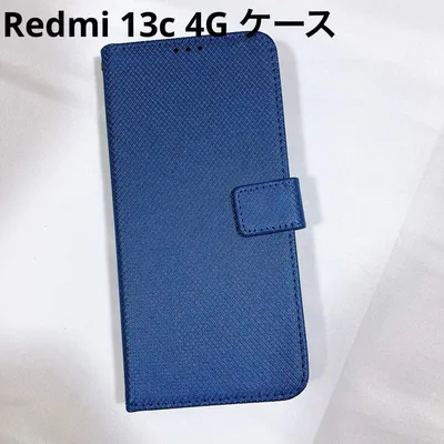 Redmi 13c 4G ケース 手帳型 ブルー カード収納 スマホケース
